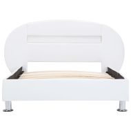 Рамка за легло с LED, бяла, изкуствена кожа, 100x200 cм