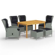 Градински трапезен комплект, 7 части, светлосив