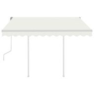 Ръчно прибиращ се сенник с прътове, 3,5x2,5 м, кремав