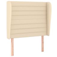 Горна табла за легло с уши, кремава, 103x23x118/128 см, плат