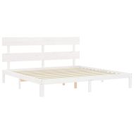 Рамка за легло без матрак, бял, 200x200 см, бор масив