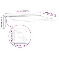 Прибираща се тента, антрацит и бяло, 3x2,5 м, плат и алуминий