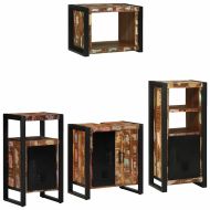 Комплект мебели за баня 4 pcs Кафяво Солидно възстановено дърво