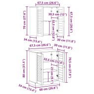 Комплект мебели за баня с рафт 2 pcs Кафяво 67.5 x 34 x 80 см