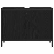 Комплект мебели за баня с рафт 4 pcs Черно Инженерно дърво