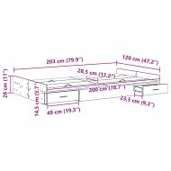 Легло с място за съхранение Бяло 120 x 200 cm Инженерно дърво