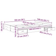 Легло с място за съхранение с таблото Черния дъб 140 x 190 cm
