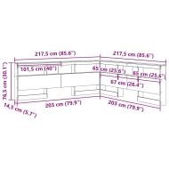 Табла за съхранение с рафт Черния дъб 200 cm Инженерно дърво