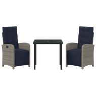 Комплект за хранене в градината 3 pcs Сив полиратан