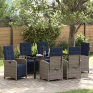 Комплект за хранене в градината 7 pcs Сив полиратан