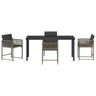 Комплект за хранене в градината 5 pcs Сив полиратан