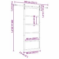 Преплъзваща се врата Кафяво 80 x 208 см Борово дърво масив