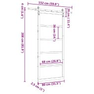 Преплъзваща се врата Кафяво 80 x 208 см Борово дърво масив