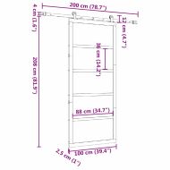 Преплъзваща се врата Кафяво 100 x 208 см Борово дърво масив