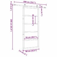 Преплъзваща се врата Кафяво 90 x 208 см Борово дърво масив