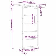 Преплъзваща се врата Кафяво 80 x 208 см Борово дърво масив