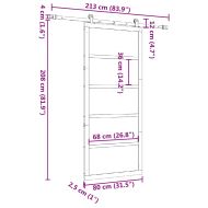 Преплъзваща се врата Кафяво 80 x 208 см Борово дърво масив