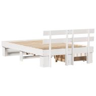 Рамка за легло с таблото Бяло 140 x 190 cm Солидно борово дърво
