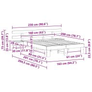 Рамка за легло Кафяво 160 x 200 cm Солидно борово дърво