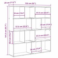 Шкаф за книги Черен дъб 132 x 29 x 141.5 см Инженерно дърво