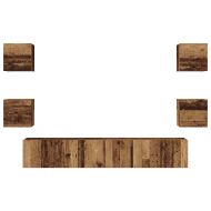 Комплект ТВ шкаф 7 pcs Старо дърво Инженерно дърво