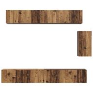 Комплект ТВ шкаф с чекмедже 6 pcs Старо дърво Инженерно дърво