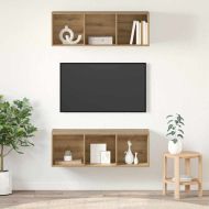 Комплект ТВ шкаф 2 pcs Дъб 37 x 37 x 107 см Инженерно дърво