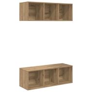 Комплект ТВ шкаф 2 pcs Дъб 37 x 37 x 107 см Инженерно дърво