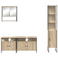 Комплект мебели за баня с рафт 4 pcs Сонома дъб Инженерно дърво