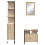 Комплект мебели за баня с рафт 3 pcs Сонома дъб Инженерно дърво