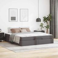 Рамка за легло с матрак Сив 180 x 200 cm Изкуствена кожа