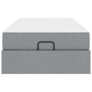 Рамка за легло с матрак Светлосиво 90 x 200 cm текстил