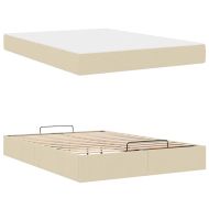 Рамка за легло със съхранение Крем 140 x 200 cm текстил