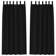 Завеси за затъмняване с пръстени 2 pcs Черно 225 x 140 см