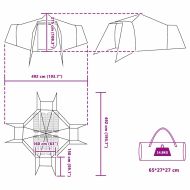 Палатка типи с покрив Сив и оранжев 492 x 492 x 275 см текстил