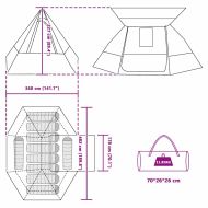 Къмпинг наметало с покрив Зелен 482 x 360 x 227 см тафта