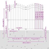 Градска ограда Сив 215 cm Прахово покритие стомана