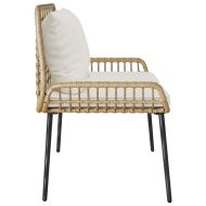 Градинска пейка Кафяво Черно Кремаво Полиратан и стомана