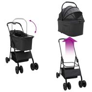 Сгъваема количка за домашни любимци Черно 81 x 47 x 99 см
