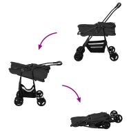 Сгъваема количка за домашни любимци Черно 81 x 47 x 99 см