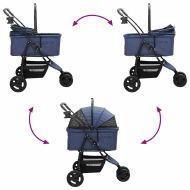 Сгъваема количка за домашни любимци Синьо 78 x 54 x 101 см