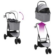 Сгъваема количка за домашни любимци Сив 78 x 54 x 101 см