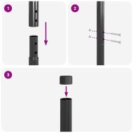 Оградни стълбове 2 pcs Сив Прахово покритие стомана