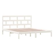 Рамка за легло бяла 180x200 см Super King дърво масив