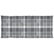 Градински столове, 4 бр, възглавници на сиво каре, тик масив