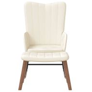 Люлеещ се стол с табуретка, кремавобял, кадифе