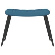 Релаксиращ стол с табуретка, син, кадифе