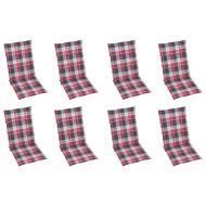 Накланящи градински столове с възглавници 8 бр тик масив