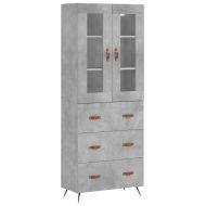 Висок шкаф, бетонно сив, 69,5x34x180 см, инженерно дърво