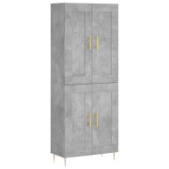 Висок шкаф, бетонно сив, 69,5x34x180 см, инженерно дърво